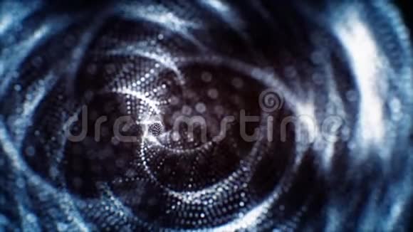 在黑色背景下通过DofBlur的抽象闪烁粒子形状移动抽象三维动画视频的预览图