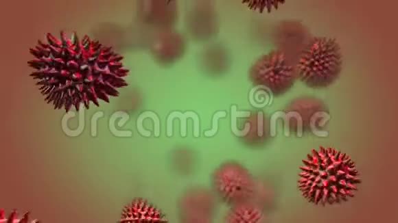 红色微生物在绿色屏幕上移动视频的预览图