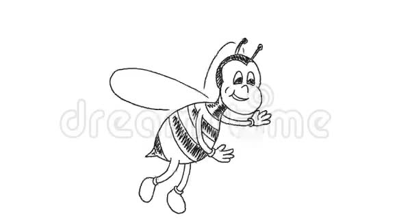 忙碌的蜜蜂挥舞着飞行绘图2D动画视频的预览图