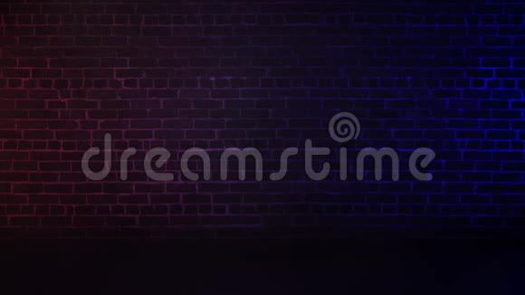砖墙蓝色和红色灯光背景4K循环视频的预览图