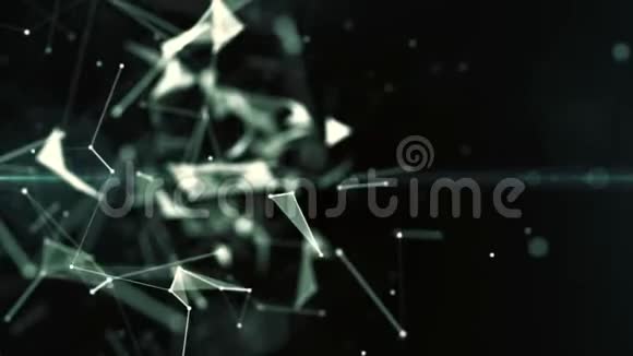 抽象区块链几何背景与移动线和点循环CG动画视频的预览图