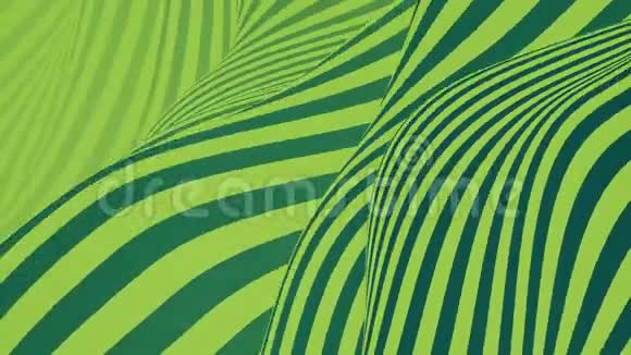 绿色波浪循环动画未来派几何对角线图案运动背景三维渲染4kUHD视频的预览图