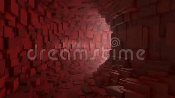 飞过无尽的红色隧道视频的预览图