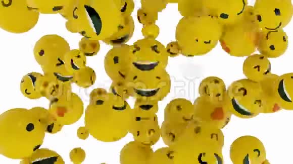 疯狂的乐趣动画过渡快乐的微笑黄色的情绪Faces图标爆炸视频的预览图