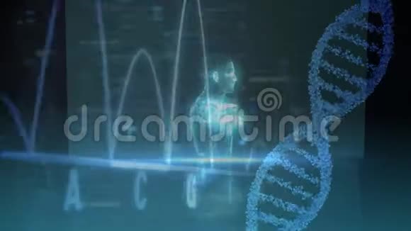 有DNA和心跳的全息人动画视频的预览图