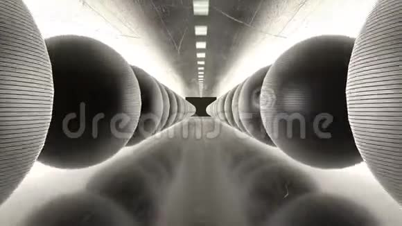 抽象创意现代艺术隧道与铁球视频的预览图