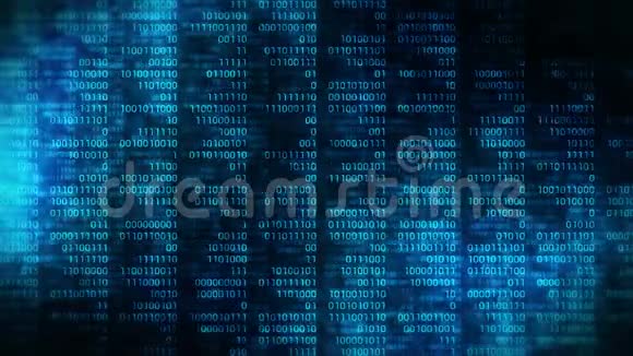 二进制代码深蓝色背景带有数字技术循环动画的Web在线流数字零和一计算机网络视频的预览图