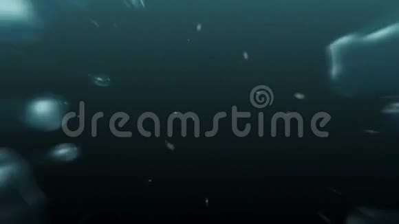 水气泡流流体粒子在深海海底潜游时放大的无缝抽象动画视频的预览图