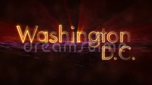 华盛顿特区闪亮循环城市名称文字动画视频的预览图