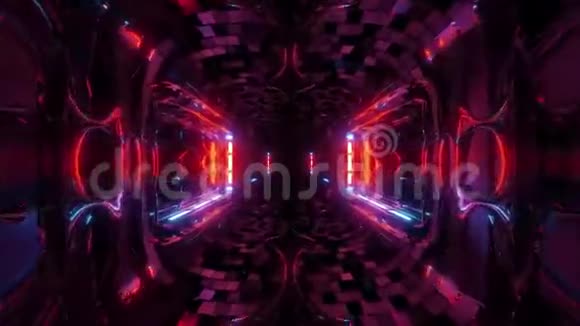 未来幻想科幻隧道走廊与电反射三维插图现场壁纸运动背景视频的预览图