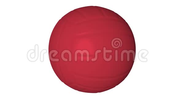 白色背景上的红色旋转排球球3D动画视频的预览图