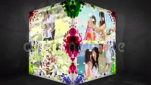 家庭假日3D动画立方体视频的预览图