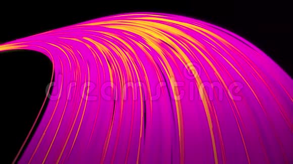 抽象动画的亮霓虹流的五彩霓虹在黑色的背景上飞舞动画摘要视频的预览图