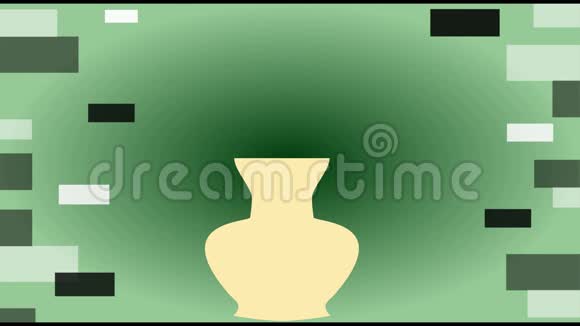 生日快乐动画视频横幅三朵红色幻想玫瑰在米色花瓶绿色渐变背景花束在视频的预览图