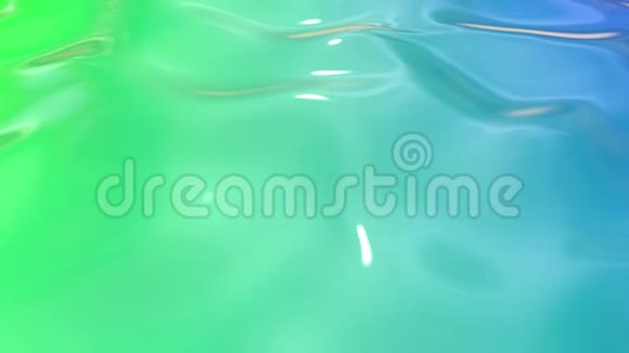 动画绿色蓝色液体梯度的油漆作为背景在4k3D波浪布表面形成波纹就像液体一样视频的预览图