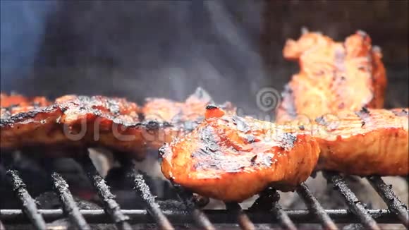 烤架上的猪肉和火鸡肉视频的预览图
