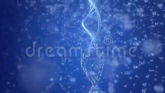 具有遗传信息图形的旋转DNA分子和粒子现代医学相关的可循环动画视频的预览图