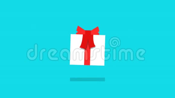 带有红色丝带的礼品盒从顶部掉落视频的预览图
