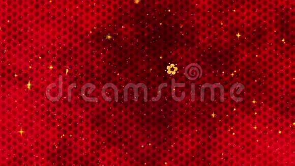 红色中国新年背景与黄金老鼠烟花闪闪发光的星星3D渲染循环4k新年快乐视频的预览图