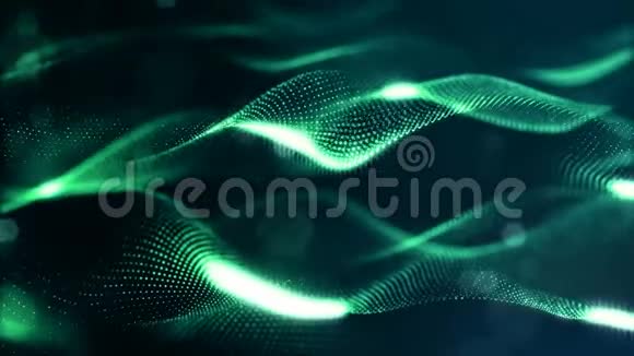 发光粒子形成科幻宇宙背景循环三维动画绿色视频的预览图