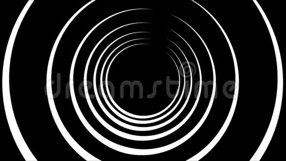 动环形成的黑白隧道抽象动画动画黑白抽象的圆圈视频的预览图