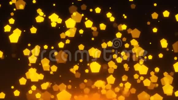 金光闪闪的五边形在太空中节日的三维渲染背景金色的纸屑爆炸视频的预览图