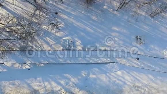 冬季人们在城市公园慢跑视频的预览图