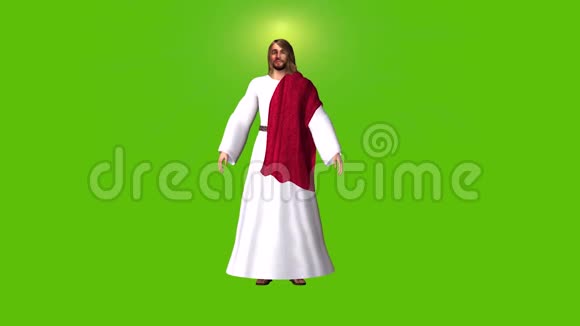 复活节主题两个单独的耶稣动画绿色背景视频的预览图