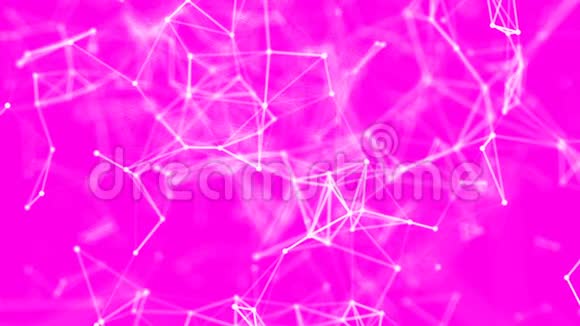 用移动的线条圆点和三角形抽象出美丽的几何粉色背景视频的预览图