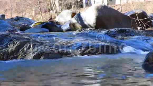 森林河流中纯净的淡水瀑布视频的预览图