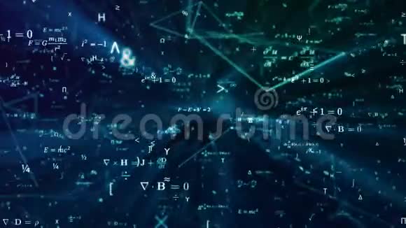 数字未来动画与数学物理公式和网格网络网格视频的预览图