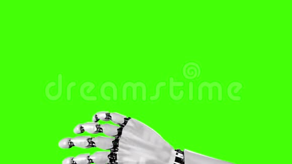 机器人手和蝴蝶在绿色背景上美丽的三维动画4K视频的预览图
