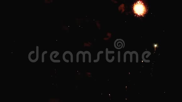 烟花在夜空中闪烁慢运动在180fps有烟的真正烟花视频的预览图