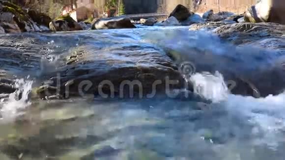 森林河流中纯净的淡水瀑布视频的预览图