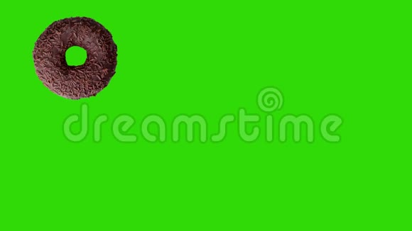 绿色屏幕上掉落美味甜甜圈的动画4K无缝循环动画视频的预览图