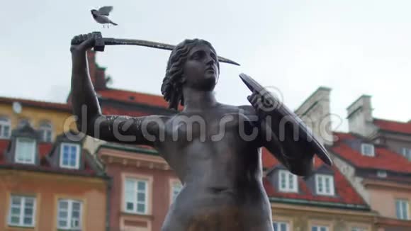 梅米德雕塑华沙老城广场波兰时间推移4k视频的预览图