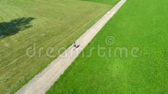 女人在乡间路上慢跑视频的预览图