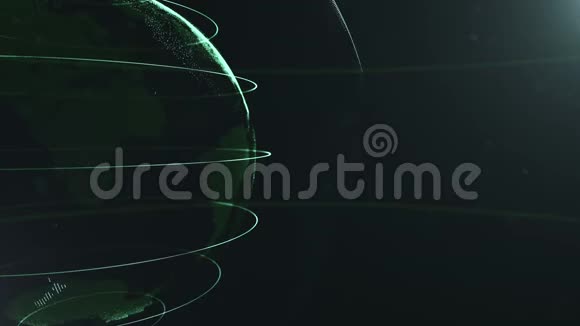 抽象领域弯着腰与线条相连的绿色圆点全球化界面地球在左边移动视频的预览图