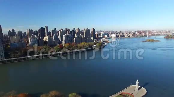纽约市天际线纽约市的空中镜头4k决议视频的预览图