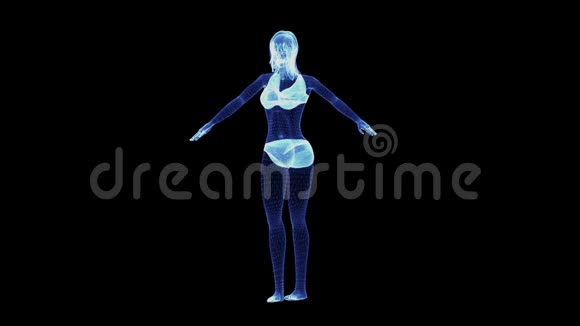 内衣中旋转女性身体的全息图视频的预览图