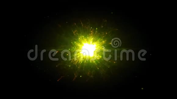 明亮的圆形能量结构中的金色未来空间粒子视频的预览图