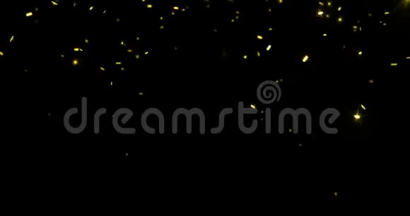 坠落的金色闪光箔纸屑动画三维运动在黑色背景节日和节日视频的预览图