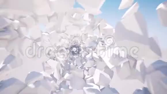 白色几何积木隧道3无缝镜头视频的预览图