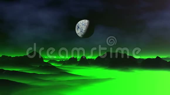 外星人星球上的绿色薄雾视频的预览图