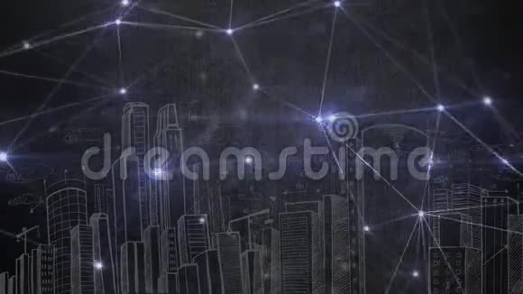 光点连接链接背景绘制城市景观视频的预览图
