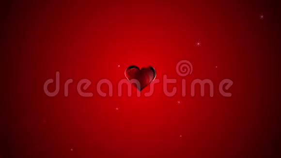 情人节动画红色背景旋转的心和火花大的心弹出和滑动到视频的预览图