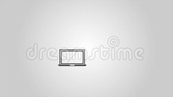 智能手机相机笔记本电脑和耳机的图标出现在白色背景上视频的预览图