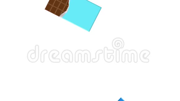 白色屏幕背景上掉落的彩色巧克力棒无缝循环动画背景视频的预览图
