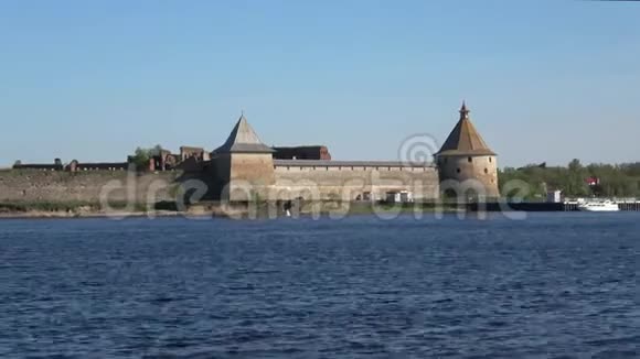 从涅瓦的要塞奥雷舍克的景色俄罗斯施利塞尔堡视频的预览图