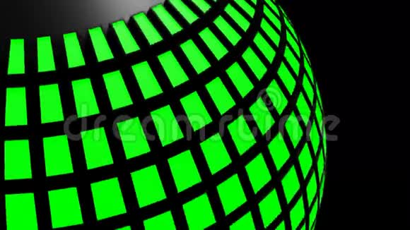 旋转黑色球体周围的绿色灯三维渲染视频幻灯片视频的预览图